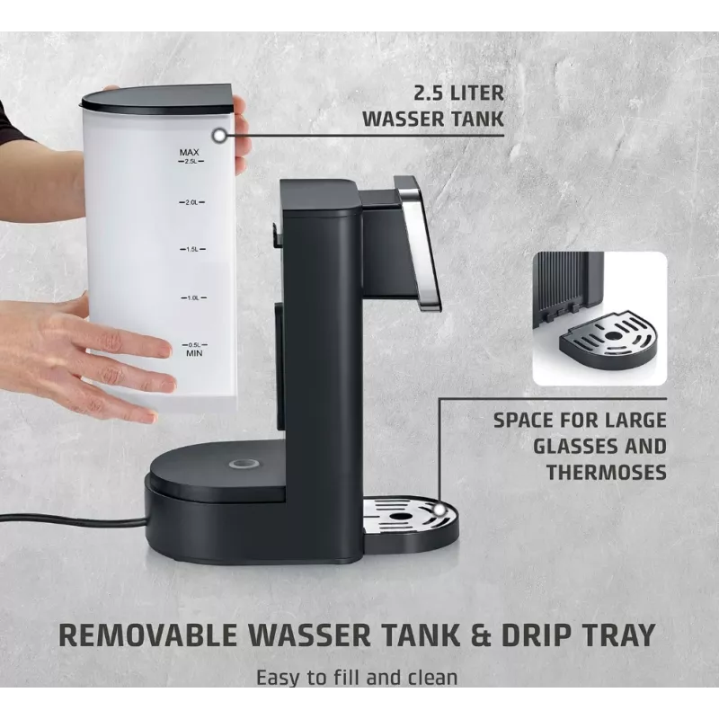 Caso Turbo karstā ūdens dozators | HW 616 | Ūdens dozators | 2600 W | 2.5 L | Plastmasa/Nerūsējošais tērauds | Melns/Nerūsējošais tērauds