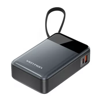 Pārnēsājams ārējais akumulators Vention FHYB0 20000mAh 65W, 2× USB-C, 1× USB-A, melns
