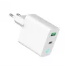 Tīkla barošanas bloks 220V GEMBIRD, universāls, 1 x USB Type-C PD 20W, 1 x USB-A 3.0 QC 18W, LED indikators, balts
