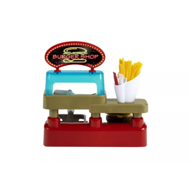 Play Burger Shop komplekts KLEIN 7336 — kompakts dizains, viegli tīrāma bērnu lomu spēles rotaļlieta