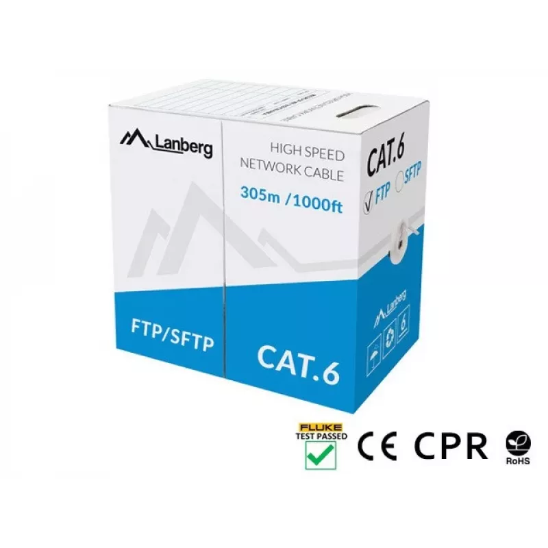 Lanberg LCS6-11CU-0305-S tīkla kabelis pelēks 305 m Cat6 SF/UTP (S-FTP)