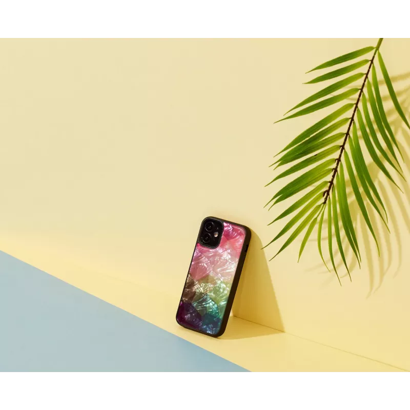 Aizsargājošs telefona maciņš iKins Apple iPhone 12 mini — ūdens ziedu dizains, melns