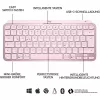Logitech MX Keys Mini minimālistiska bezvadu apgaismojama tastatūra – ROZĀ – CENTRĀLĀ (DE)
