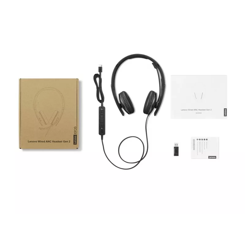 Lenovo 4XD1M45627 austiņas/headset Vadu Austiņu lente USB Type-C Melns