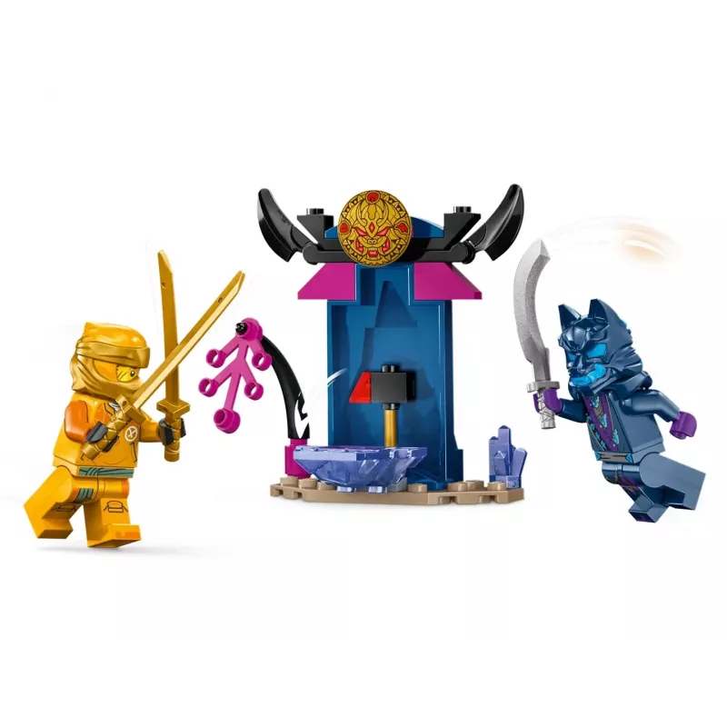 LEGO NINJAGO Arina kaujas meha darbības figūra, nindzju rotaļlieta 4+ gadus veciem zēniem, meitenēm un bērniem, Dragons Rising komplekts ar Arina minifigūru un mini Katu