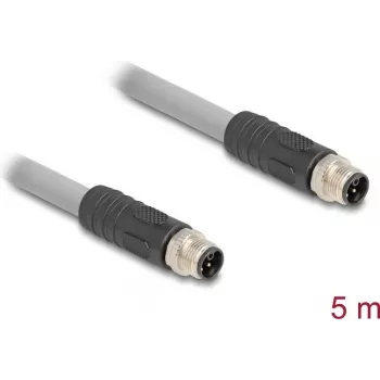 Delock M12 kabelis L-kodēts 5 kontaktu spraudnis uz PUR velkamai ķēdei piemērots 5 m (80536)