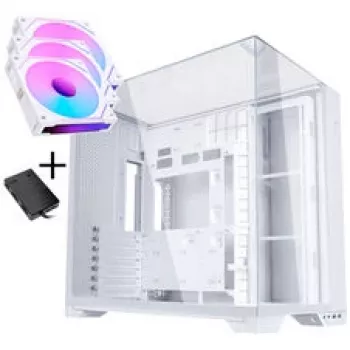 Lian Li O11 Vision Compact - Balts + 3x UNI FAN SL-INF 120 ARGB Reverse Blade PWM ventilators - 120mm (iesk. kontrolieri)