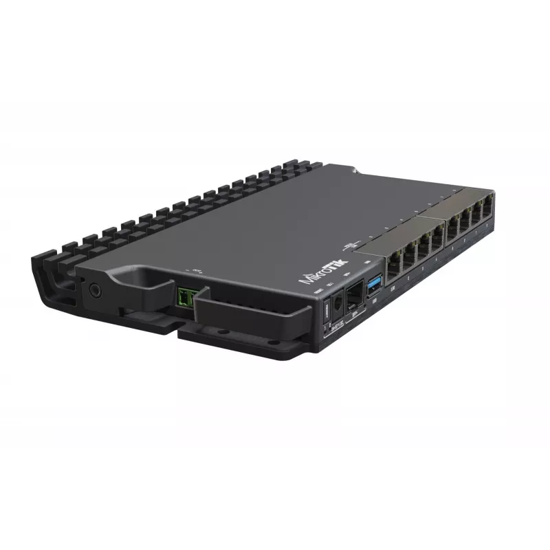 Maršrutētājs MikroTik RB5009UG+S+IN — 1x RJ-45, 7x Gigabit Ethernet, 1x SFP+, PoE, DC, 2.5GbE saskarne, melns