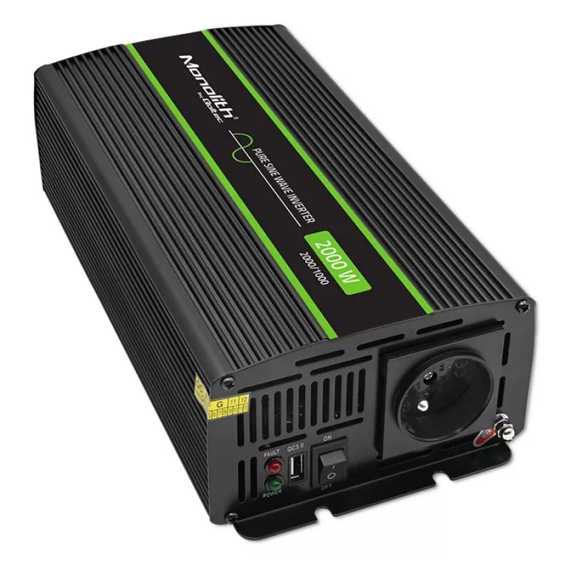 Automašīnas invertors Qoltec Monolith 2000 W Melns 24 V