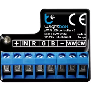 BLEBOX wLightBox v3 WiFi I/O modulis 1x binārā ieeja 1x RGBW/CCT LED izeja