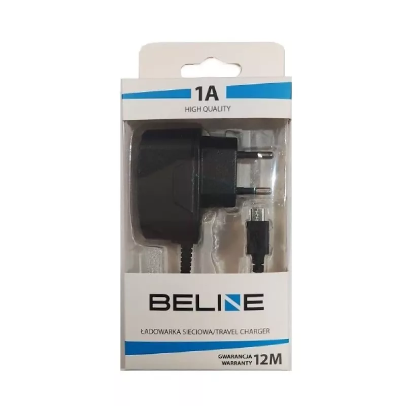 Ceļojuma lādētājs Beline Beli0013 microUSB 1A melns — kompakts 1A USB sienas adapteris