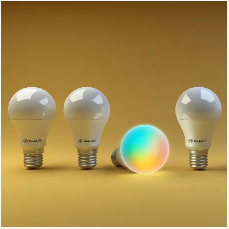 Viedā spuldze Tellur E27 RGB Dimmer – Wi‑Fi RGBW E27 viedā spuldze ar aptumšošanu