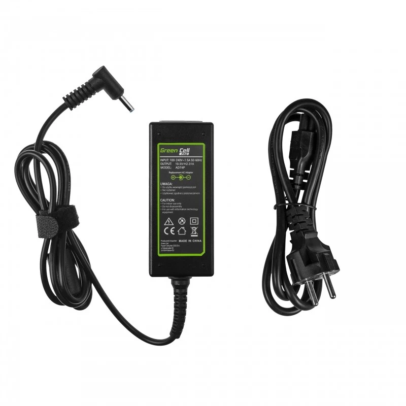 AC-to-DC klēpjdatora strāvas adapteris Green Cell AD74P 45W 19.5V 2.31A iekštelpām, melns