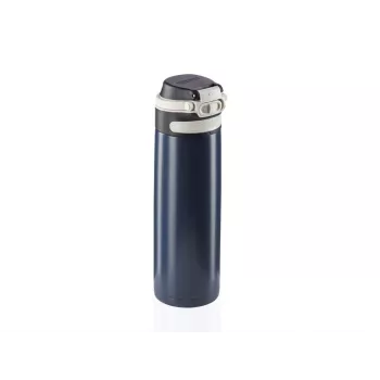Travel mug Leifheit 03275 600 ml stainless steel, double-wall, leakproof, flip-top, handle, Melns/blue