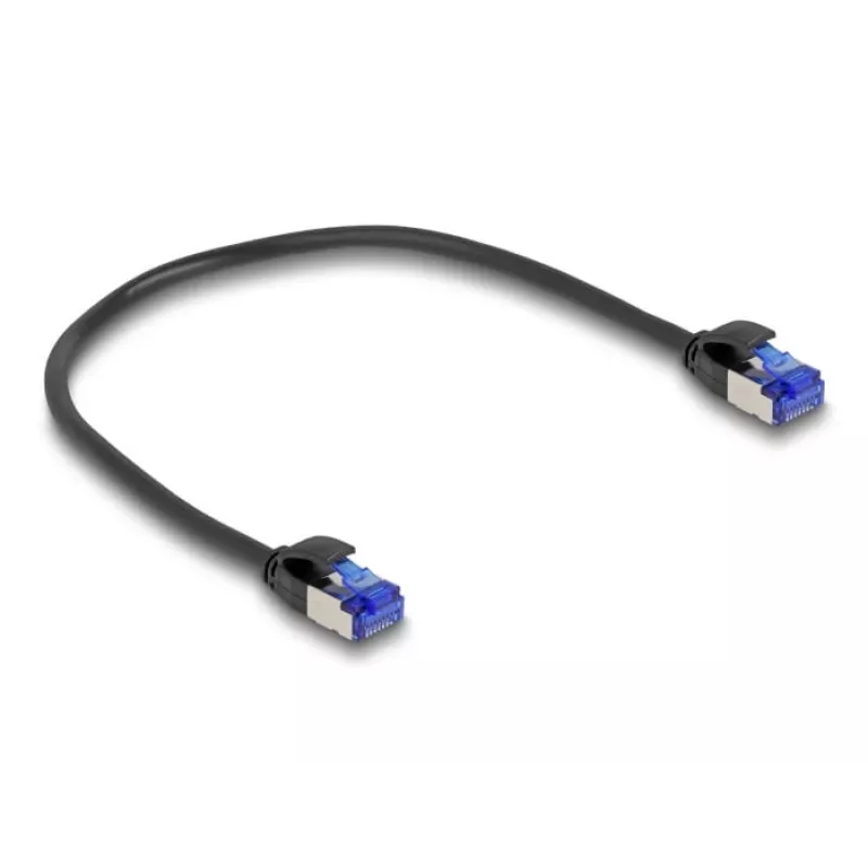 Tīkla kabelis DeLOCK RJ45 Cat.6A S/FTP plāns 0,25 m melns