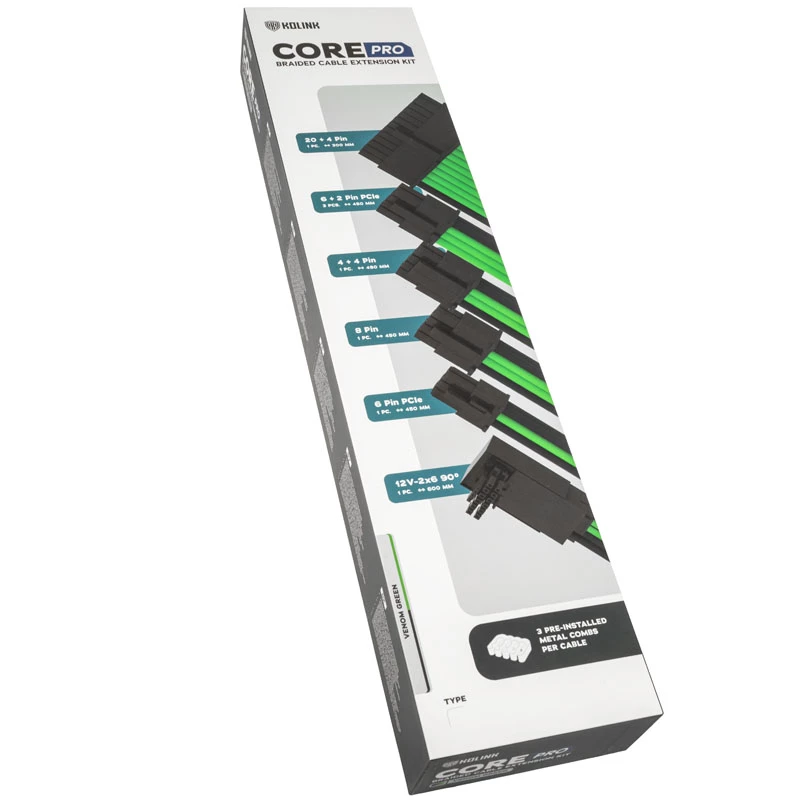 Kabeļa pagarinātāja komplekts Kolink COREPRO-EK-12VT1-GRN 12V 2x6 Venom zaļa
