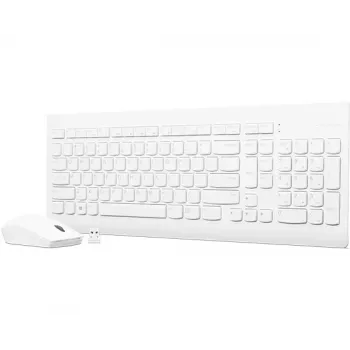 Pilnizmēra mehāniskā tastatūra un peles komplekts Lenovo GX30W75336 — USB + Bluetooth, QWERTY, balts