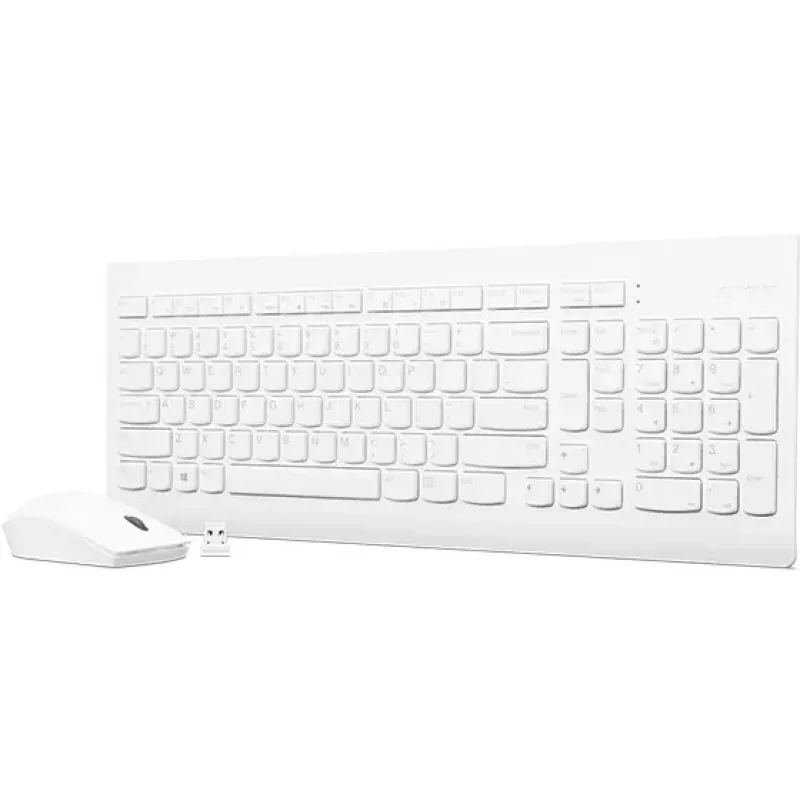 Pilnizmēra mehāniskā tastatūra un peles komplekts Lenovo GX30W75336 — USB + Bluetooth, QWERTY, balts