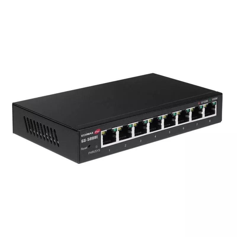 Edimax GS-5008E tīkla komutators pārvaldāms Gigabit Ethernet (10/100/1000) melns