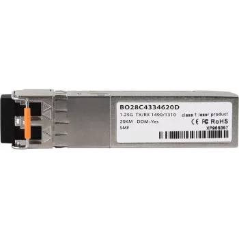 Saderīgs Cisco GLC-2BX-D BlueOptics© BO28C4334620D cSFP raiduztvērējs, LC-Duplex, 1000BASE-2BX-D, vienmoda šķiedra, TX:1490nm/RX:1310nm, 20KM, 0°C/+70°C, DDM (GLC-2BX-D-BO)