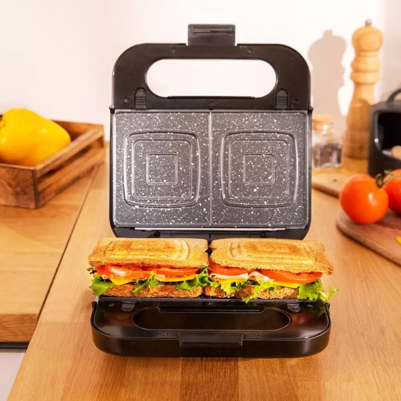 Cecotec Sendviču gatavotājs | Rock’nToast 4in1 | 1000 W | Plākšņu skaits 4 | Melns