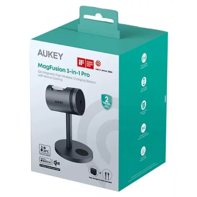 Bezvadu lādētājs 3in1 ar dzesēšanu LC-MC311A 15W Qi2 MagSafe + 30W PD barošanas adapteris