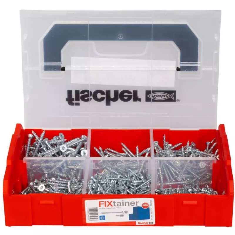 Skrūvju komplekts FISCHER FixTainer PowerFast II, 702 gab., pilna vītne, cinkots
