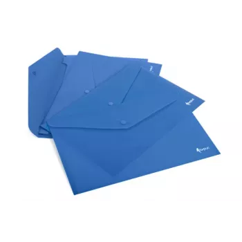 Plastmasas A4 aploksne FORPUS FO21616 zila – dokumentu apvalks, caurspīdīga priekšpuse, spiedpogu aizdare