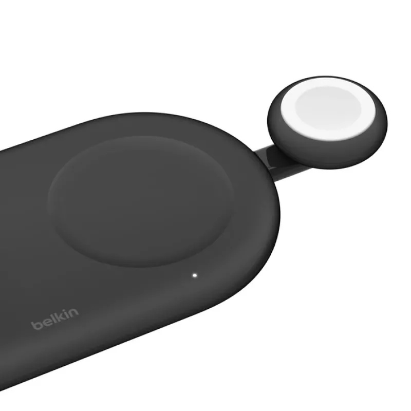 Bezvadu USB viedpulksteņa lādētājs Belkin BoostCharge — 5 W, iekštelpām/ārtelpām, melns/baltss