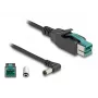 DeLOCK PoweredUSB kabelis, vīr. 12 V uz DC 5,5 x 2,5 mm, vīr., leņķveida, 1 m