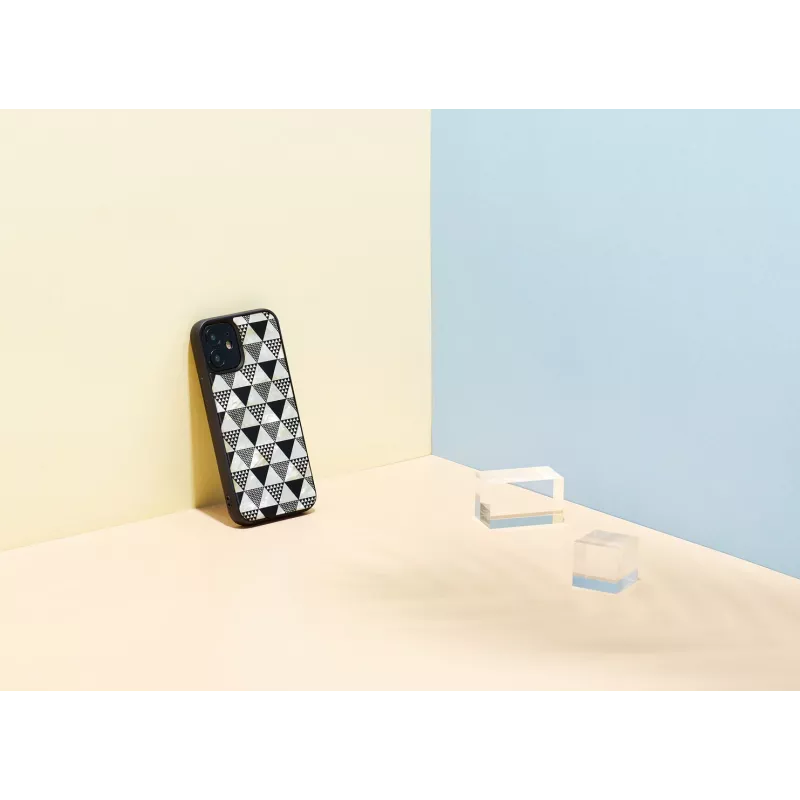 Aizsargājošs tālruņa maciņš iKins Apple iPhone 12 mini, piramīdas tekstūra, melns