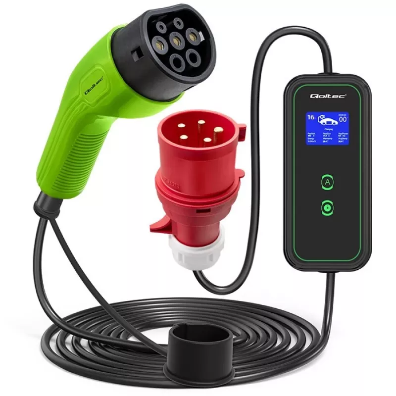 Electric car charger QOLTEC 52478 11 kW Type 2 plug 5 m kabelis