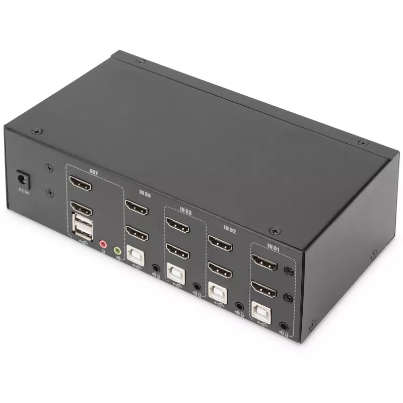 KVM slēdzis Digitus DS-12883 4-portu ar dubulto displeju 4K HDMI USB