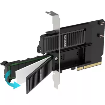 PCIe adaptera karte icybox MB312M4P-B — 2× M.2 NVMe uz PCIe 4.0 x8 (bifurkācija)