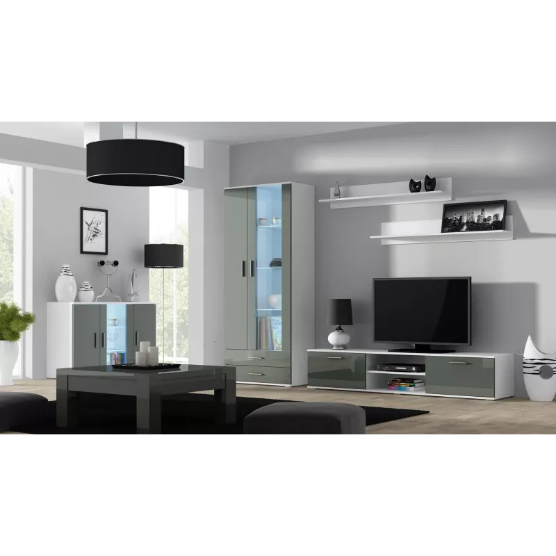 Cama TV statīvs SOHO 180 balts/pelēks glancēts