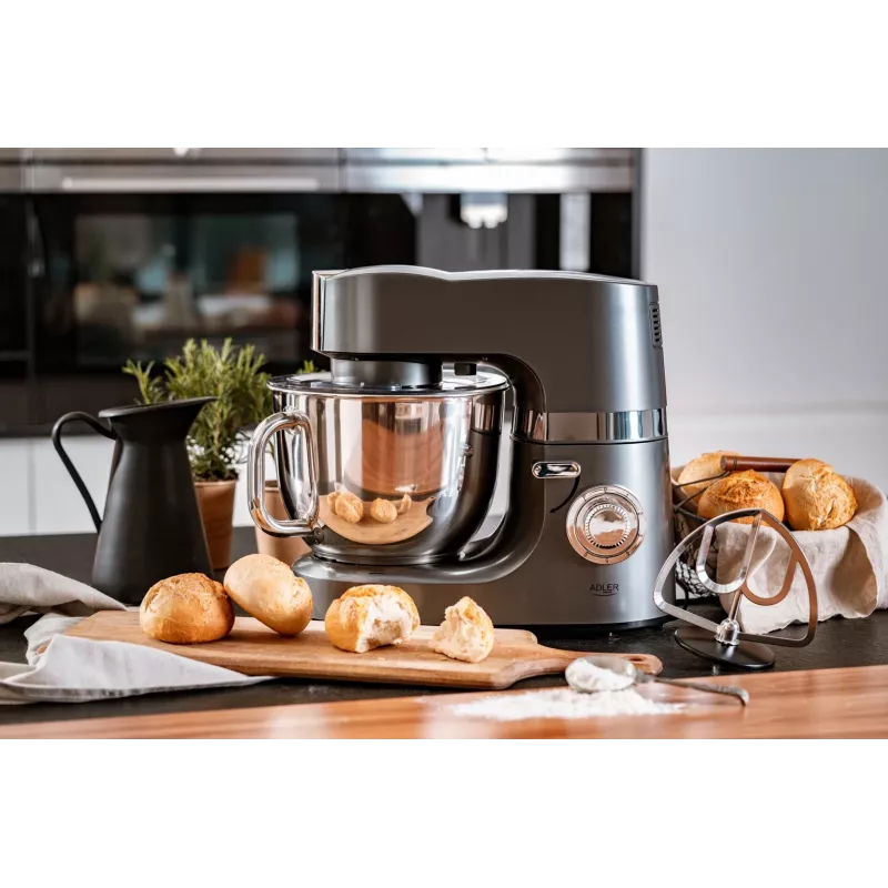 Virtuves kombains Adler AD 4221 — 7 L nerūsējošā tērauda bļoda, 1200 W, 6 ātrumi, planetārā rotācija