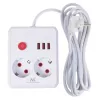 Strāvas sadalītājs MACLEAN MCE388 W — 2 rozetes, 3×USB, 110–240V, 2500W, 3 m kabelis, balts