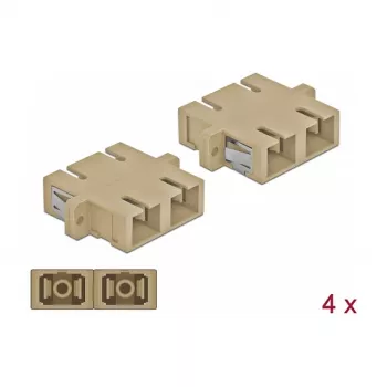 Optisko šķiedru adapteris DELOCK SC sievišķais–sievišķais, bēšs, 4 gab. iepakojumā (modelis 85996)
