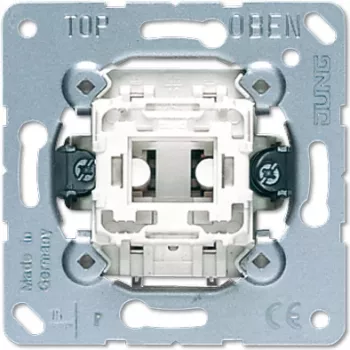 Spiedpogas slēdzis JUNG 534 U, 1P, 250 V AC, 10 A, metāliski balts