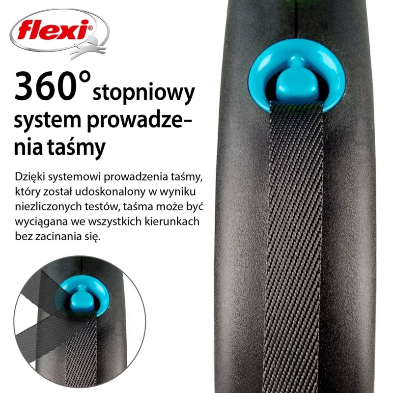 Flexi automātiskā pavada Melns Design S 5 m, zila