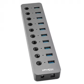 Adapter USB Type-A 3.0 - 10 x USB 3.0 ar slēdžiem