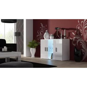 Cama Kumode 120 cm SOHO S7 balts/balts glancēts
