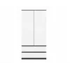 Skapis top e shop MALWA SS-90, 90×180×50 cm, antracīta rāmis, baltas veramas durvis, 2 atvilktnes, lamināts 16 mm