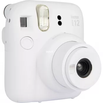 Fujifilm Instax Mini 12 tūlītējās drukas kamera, balta — 86×54 mm izdrukas, 60 mm fokusa attālums, AA baterija