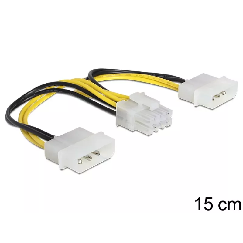 Iekšējais strāvas kabelis DeLOCK 83410 0,15 m EPS 8 kontaktu Molex 3 kontaktu