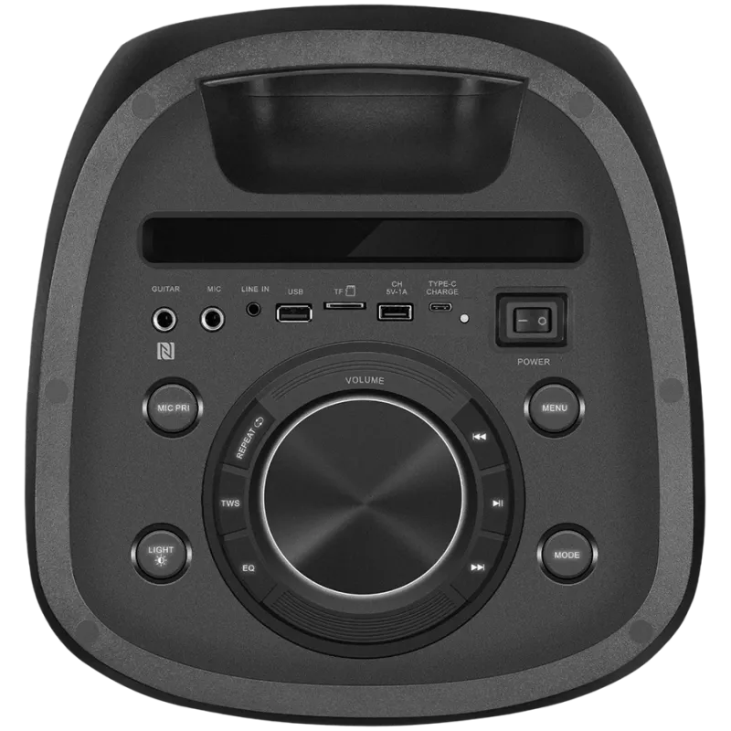 Skaļrunis SVEN PS-1050, melns (200W, TWS, Bluetooth, FM, USB, microSD, LED displejs, 7200mAh)