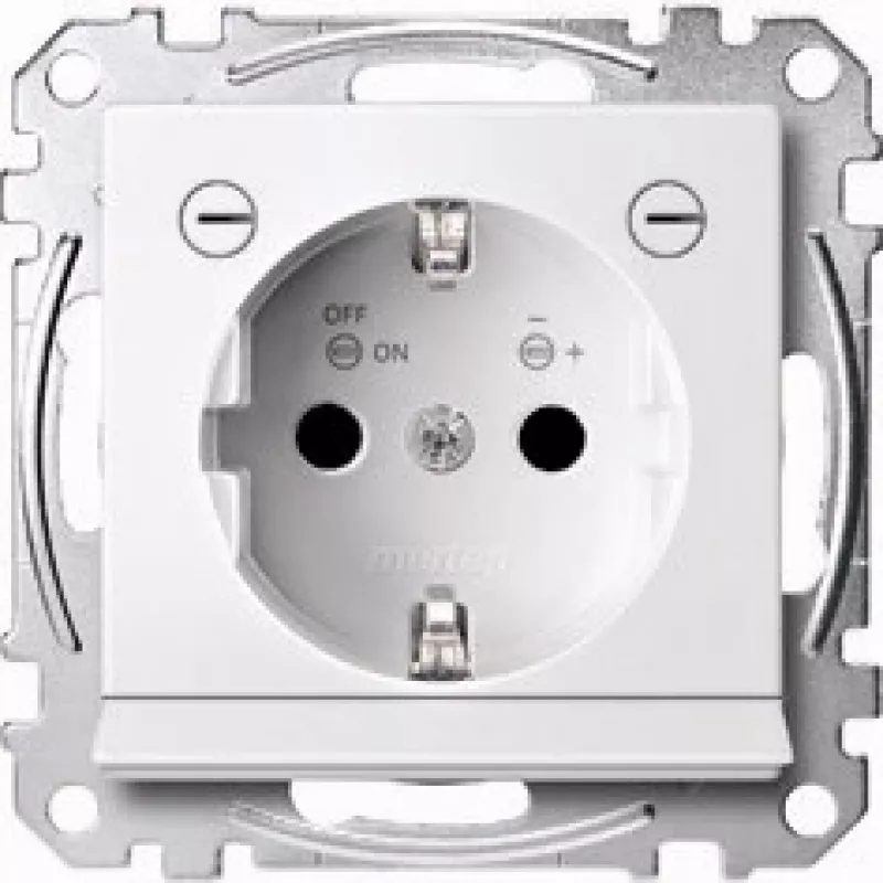 Merten MEG2304-0319. Buchsen-Typ: CEE 7/3, Unterstützte Stecker-Typen: CEE 7/4. Produktfarbe: Weiß, Material: Thermoplast. Eingangsspannung: 250 V, St