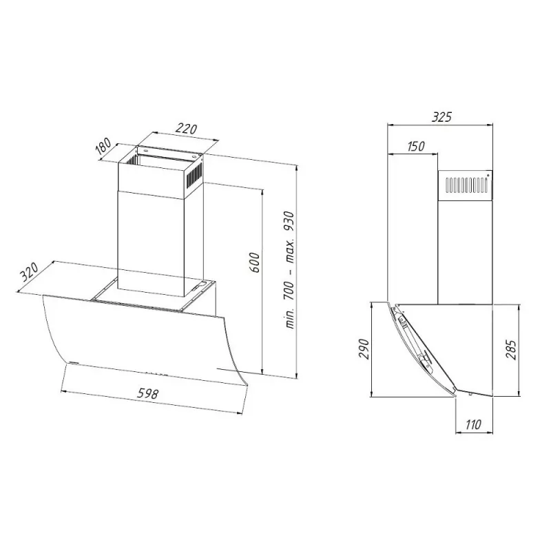 Tvaika nosūcējs AKPO WK-4 Clarus Eco 60 melns