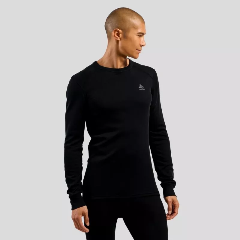 Odlo BL TOP apaļa kakla daļa garām piedurknēm ACTIVE WARM ECO vīriešu T-krekls, M izmērs, melns