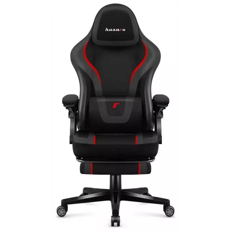 Spēļu krēsls huzaro Force 4.6 — ergonomisks auduma sēdeklis, regulējams augstums un slīpums, jostasvietas atbalsts, maks. 130 kg, sēdekļa platums 41 cm